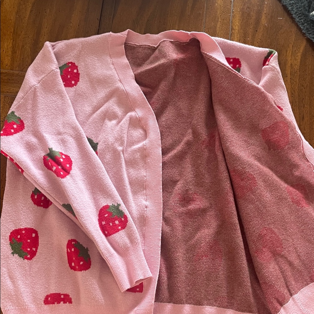 Charming Pink Strawberry Cardigan - Picture 3 of 4
